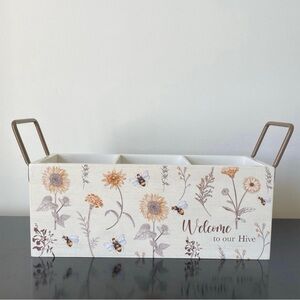 Floral Botanical Bee 3 Compartment Organization Box Home Decor